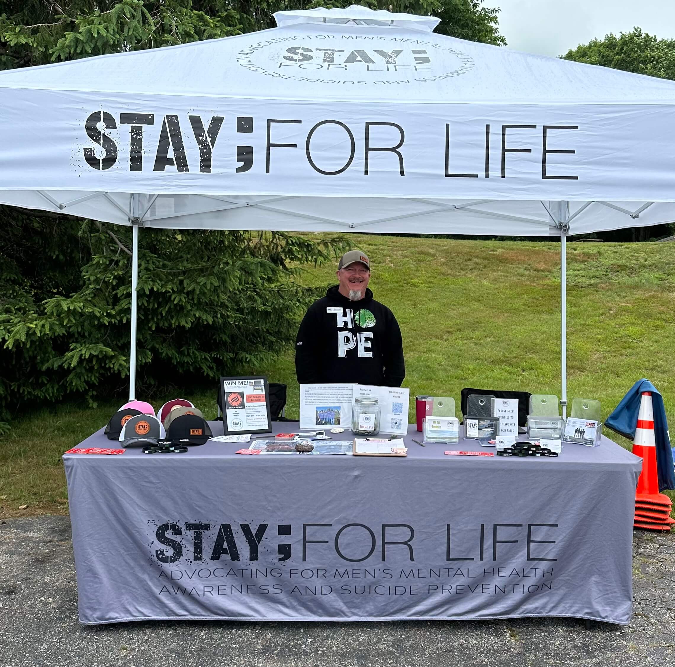 Donnie, Stay; For Life, at vendor table